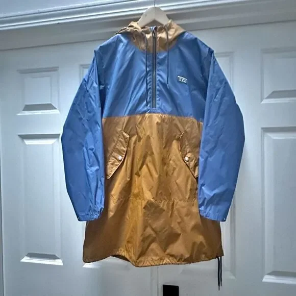 L.L. BEAN | Signature Retro Windbreaker Hooded Jacket Long Length Blue | Medium - Picture 2 of 9